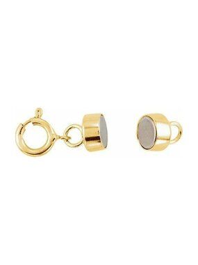 Solid 14K Yellow Gold Magnetic Necklace Clasp Converter with Spring Ring